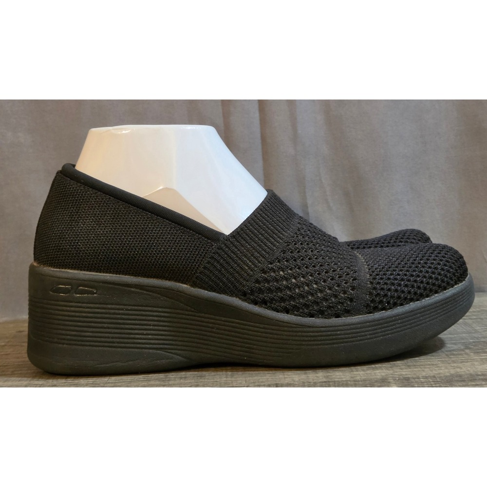 Skechers Pier-Lite Slip On Wedge Sneakers Womens Size 7 Black Mesh